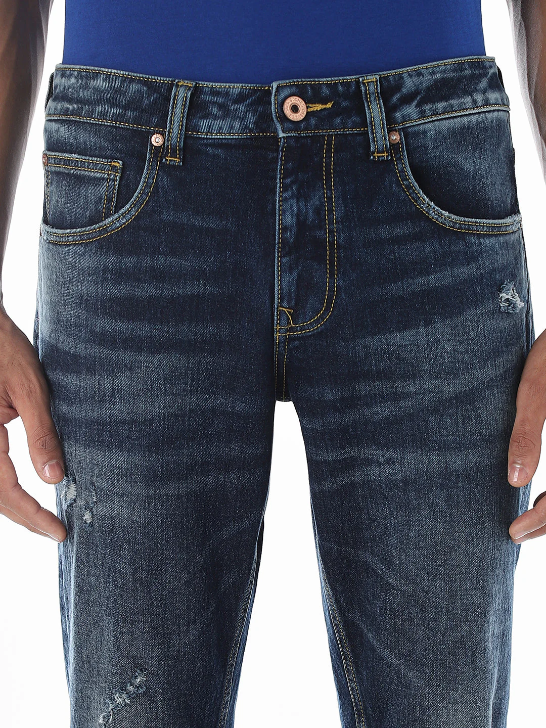 Cropped Distressed Brak Slim Fit Jeans - Image 4