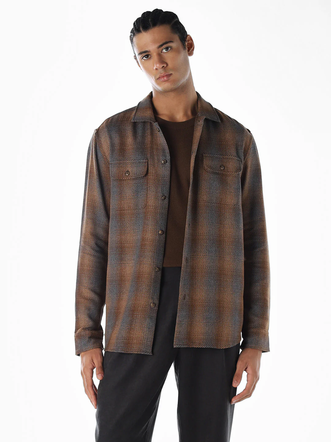 Check Full Sleeves Shirt - Dark Brown - Image 2