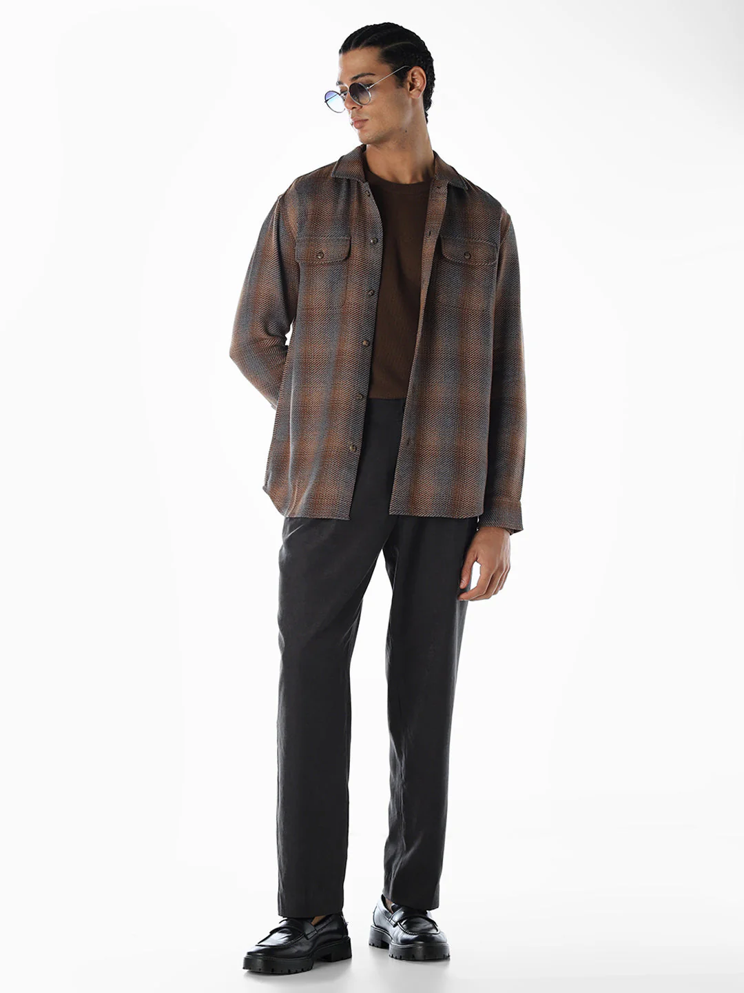Check Full Sleeves Shirt - Dark Brown - Image 6