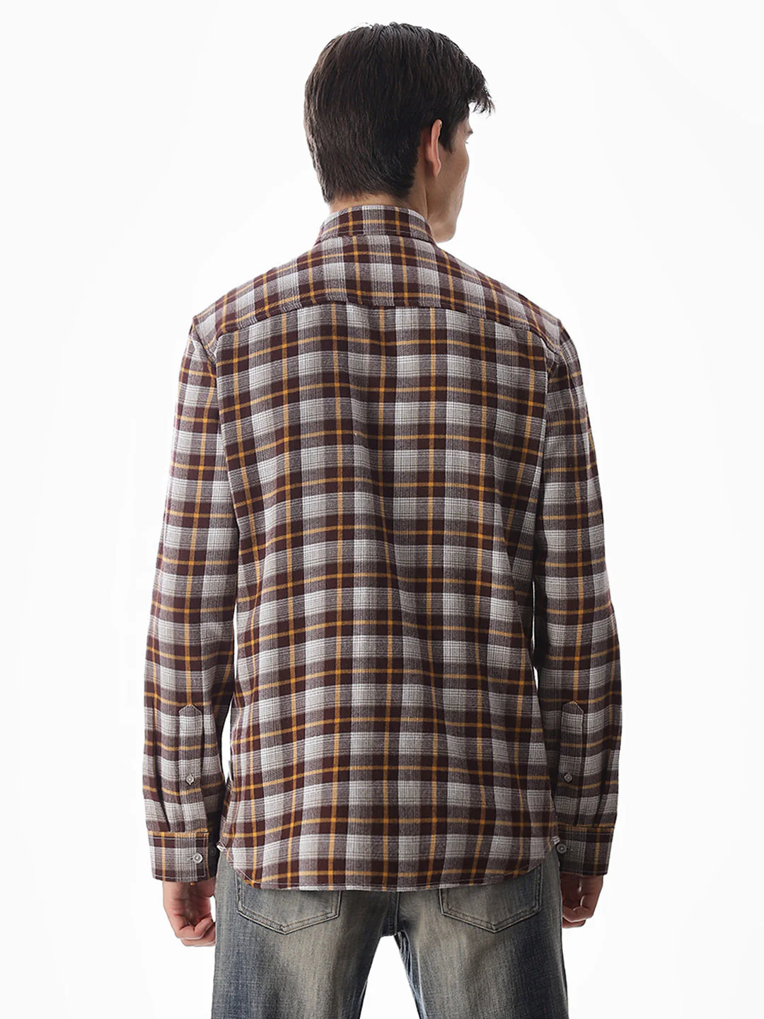 Regular Fit Check Shirt - Brown - Image 4