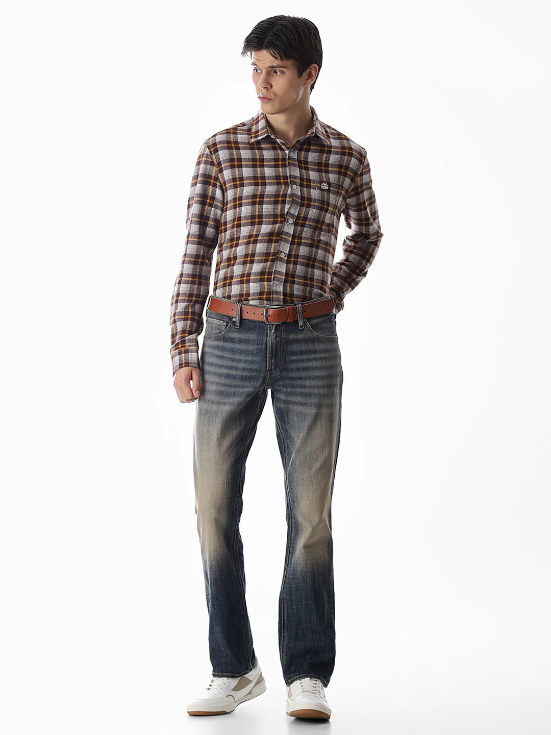 Regular Fit Check Shirt - Brown - Image 6