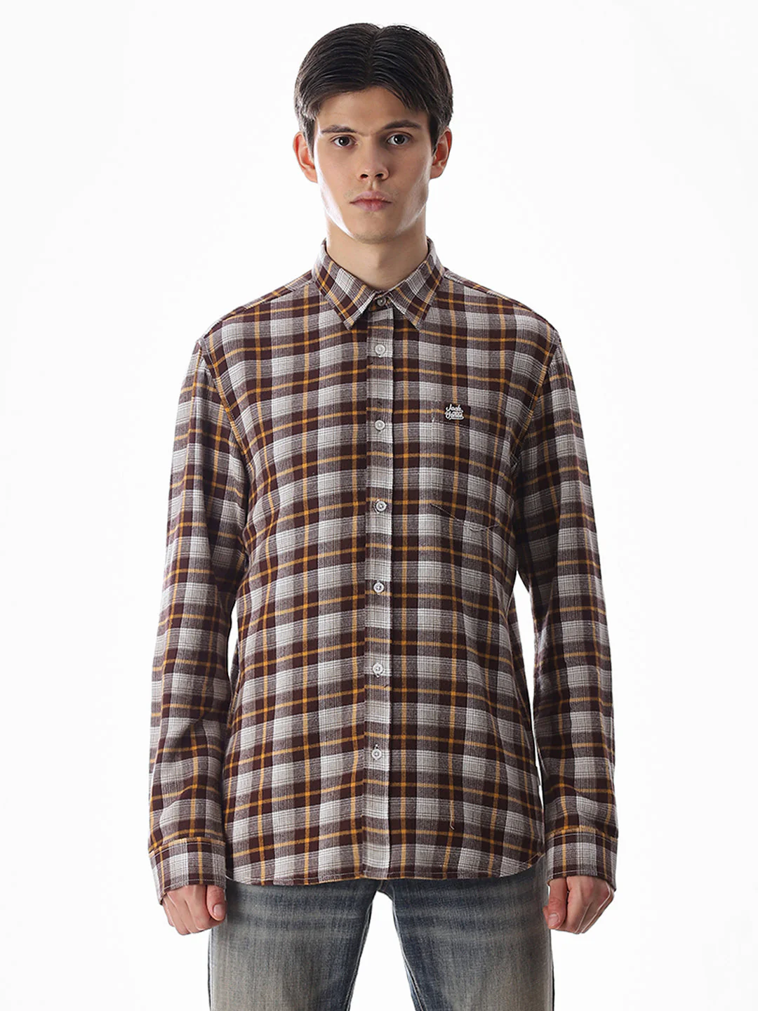 Regular Fit Check Shirt - Brown - Image 8