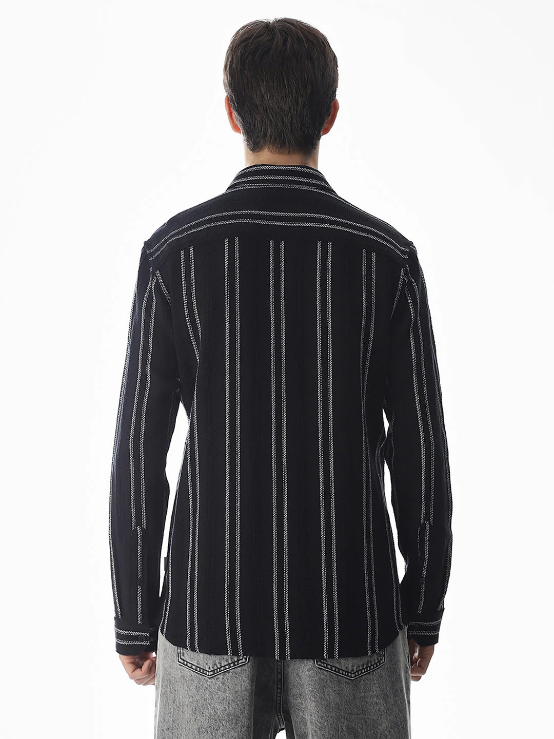 Regular Fit Striped Shirt - Black - Image 9