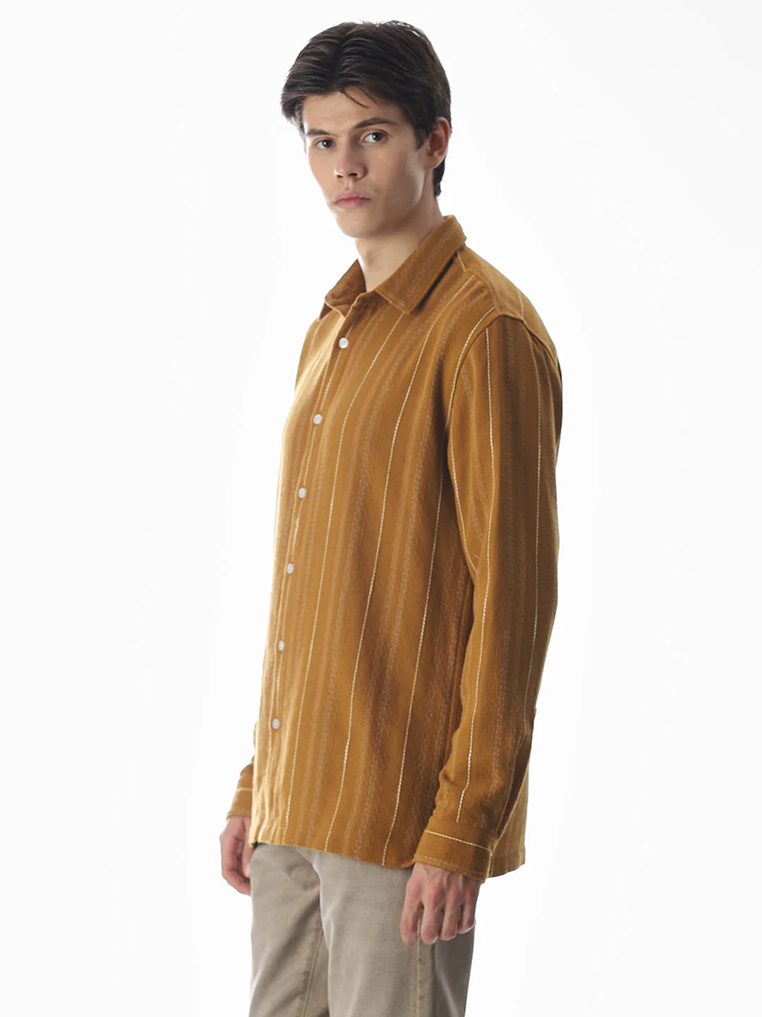 Regular Fit Striped Shirt - Golden Brown - Image 3