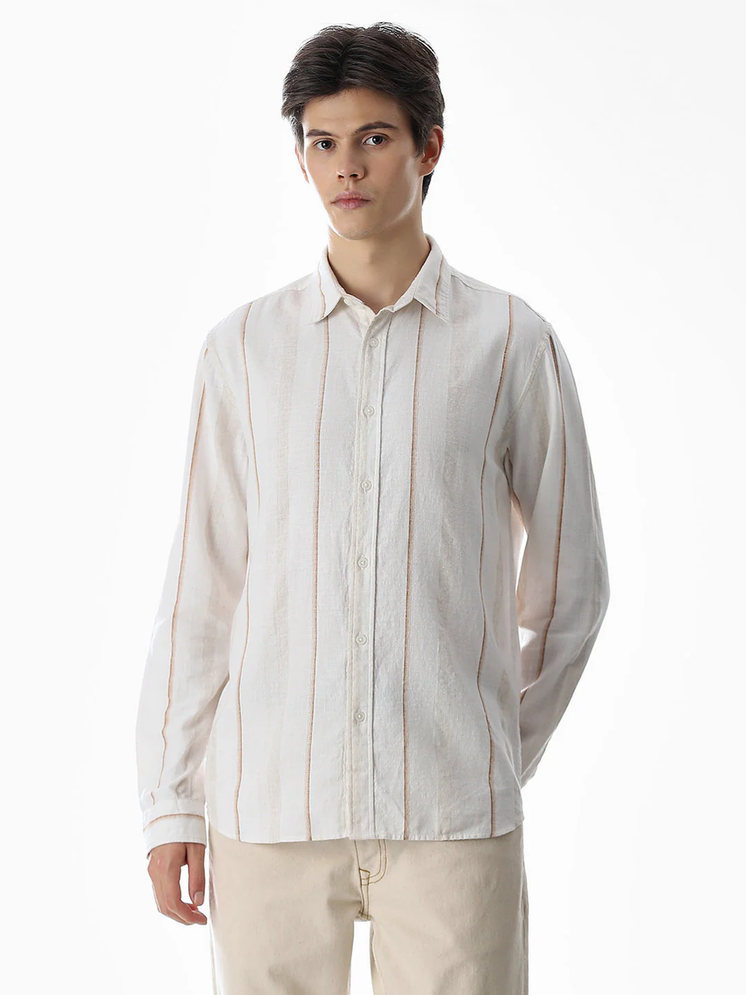Regular Fit Striped Shirt - White - Image 2
