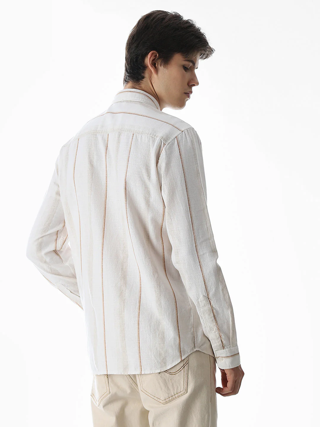 Regular Fit Striped Shirt - White - Image 4