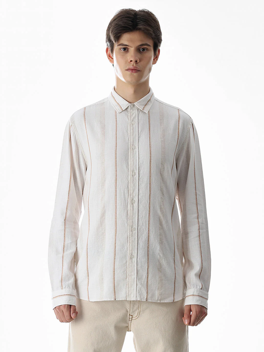 Regular Fit Striped Shirt - White - Image 8