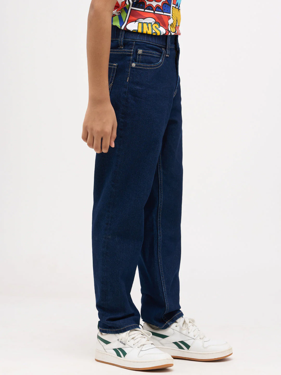 Boys Dark Blue Washed Loose Fit Jeans - Image 3