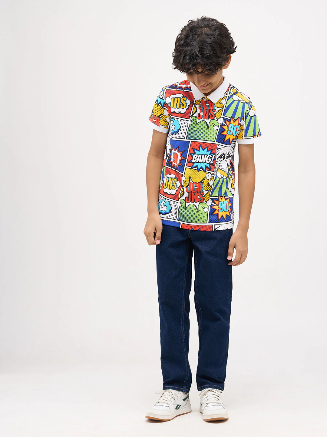 Boys Dark Blue Washed Loose Fit Jeans - Image 5