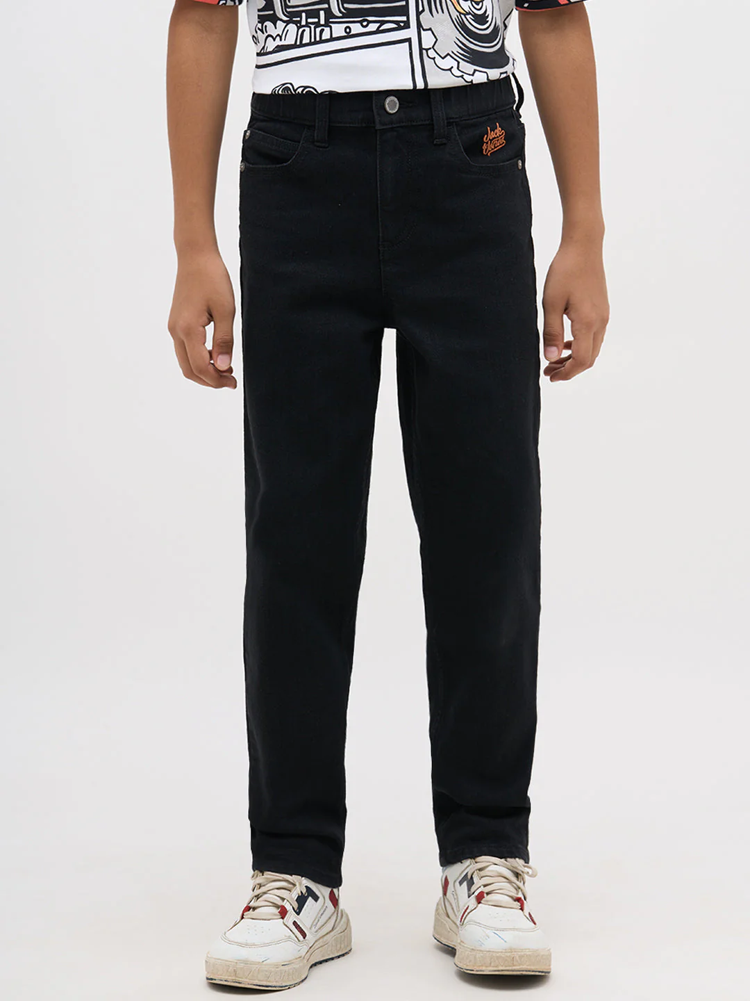 Black Cotton Loose Fit Jeans - Image 2
