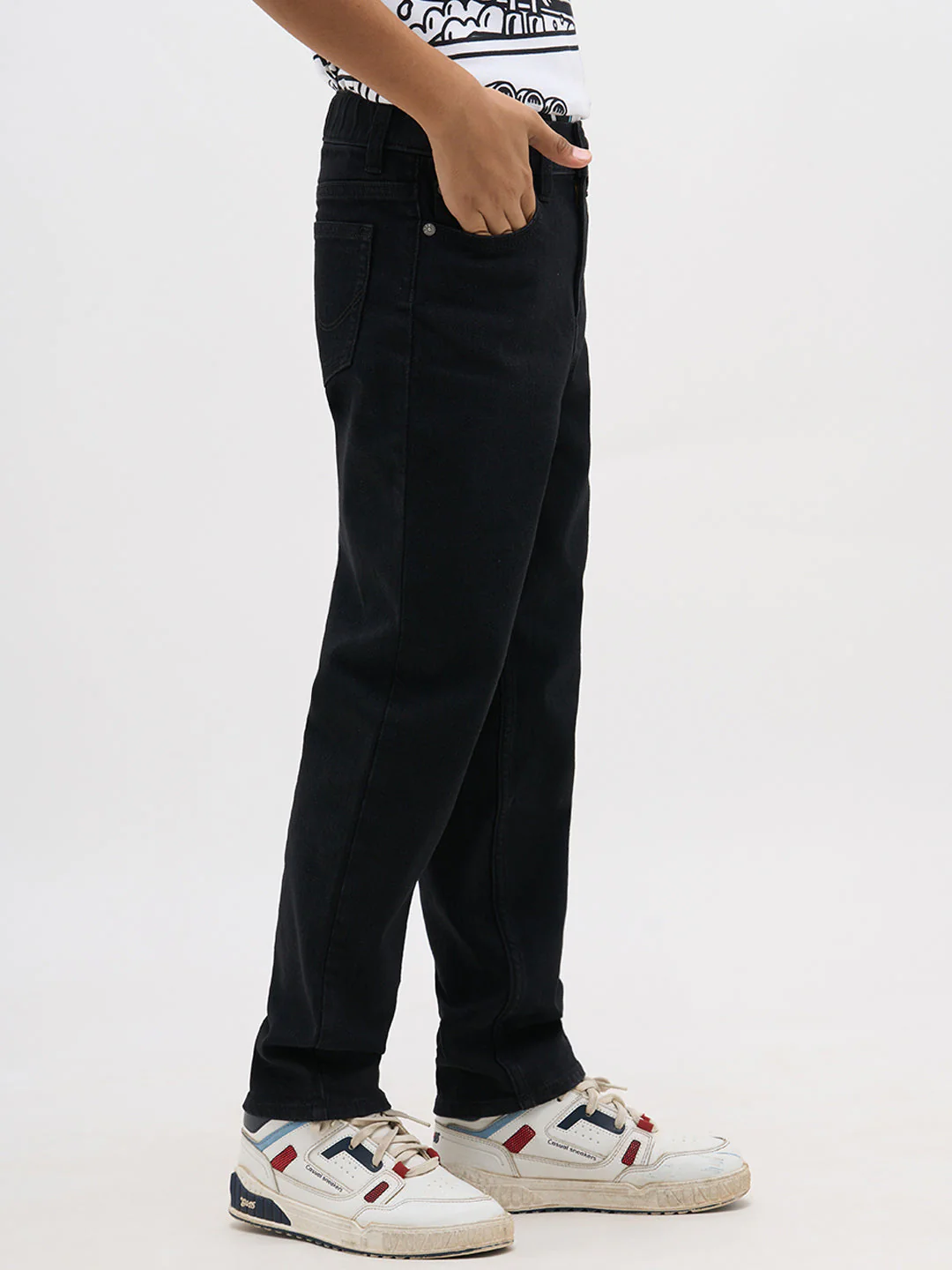 Black Cotton Loose Fit Jeans - Image 3