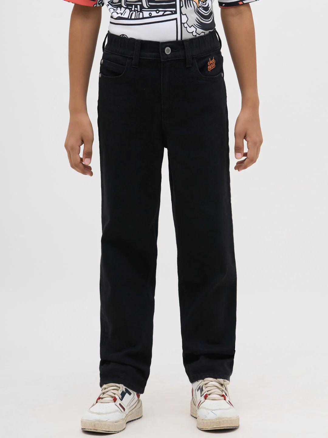 Black Cotton Loose Fit Jeans - Image 8