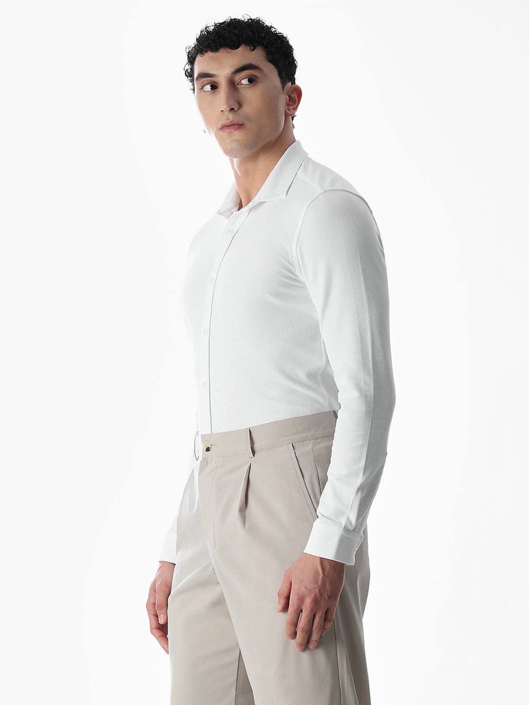 Stretch Slim Fit White Shirt - Image 3