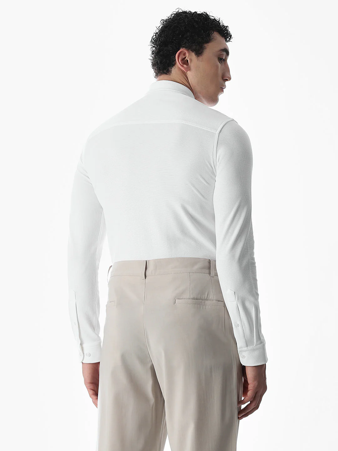 Stretch Slim Fit White Shirt - Image 4