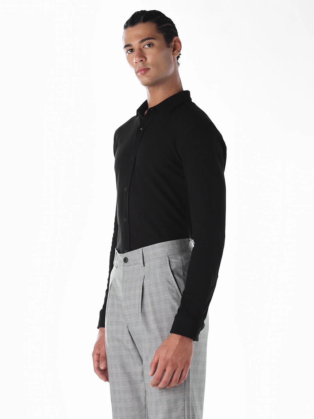 Black Stretch Slim Fit Shirt - Image 3
