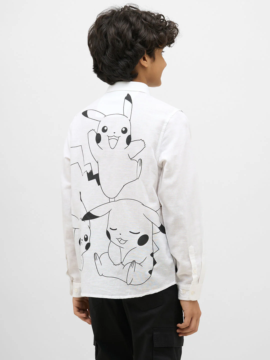 Boys White Pikachu Print Shirt - Image 3