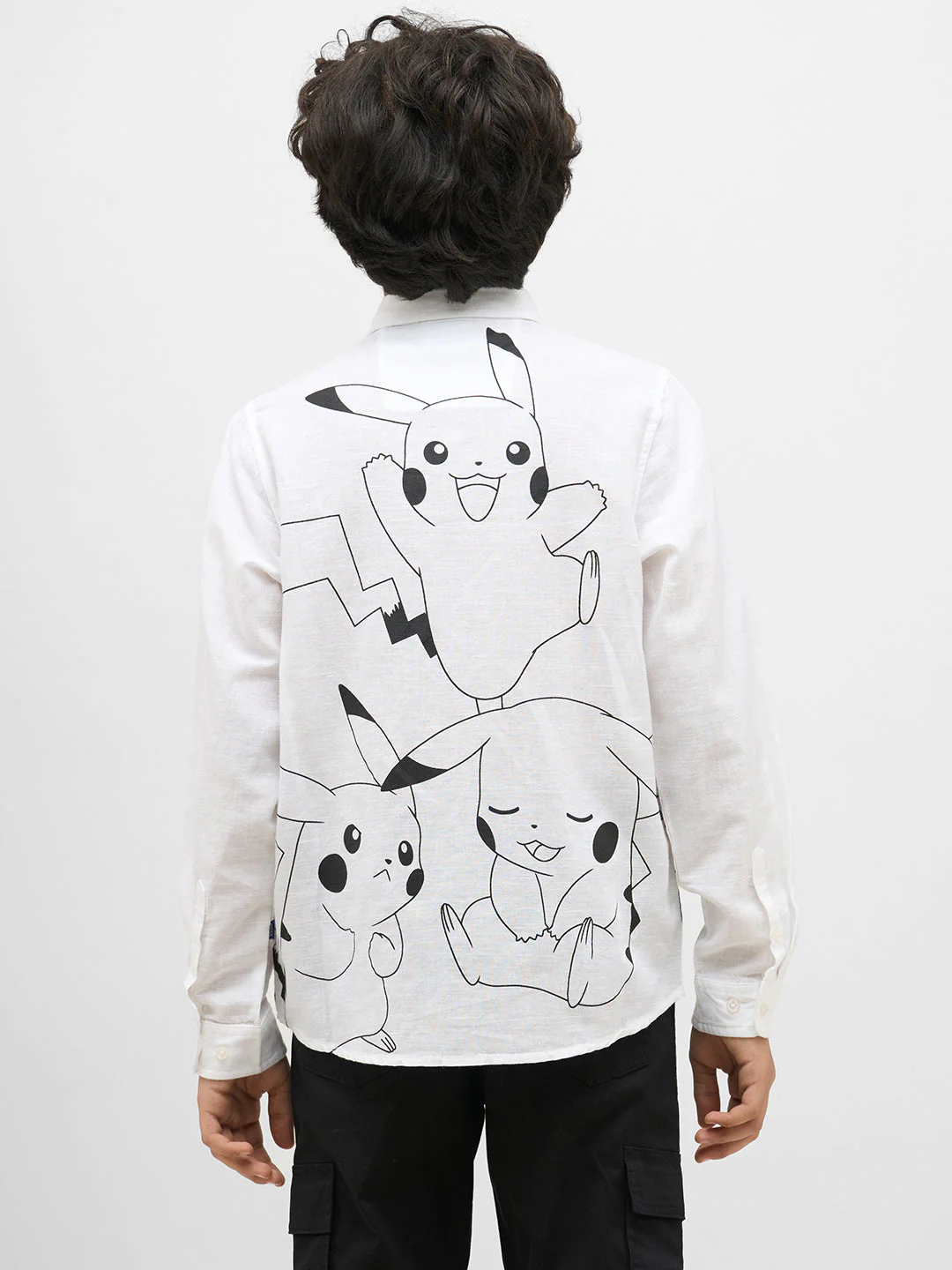 Boys White Pikachu Print Shirt - Image 9