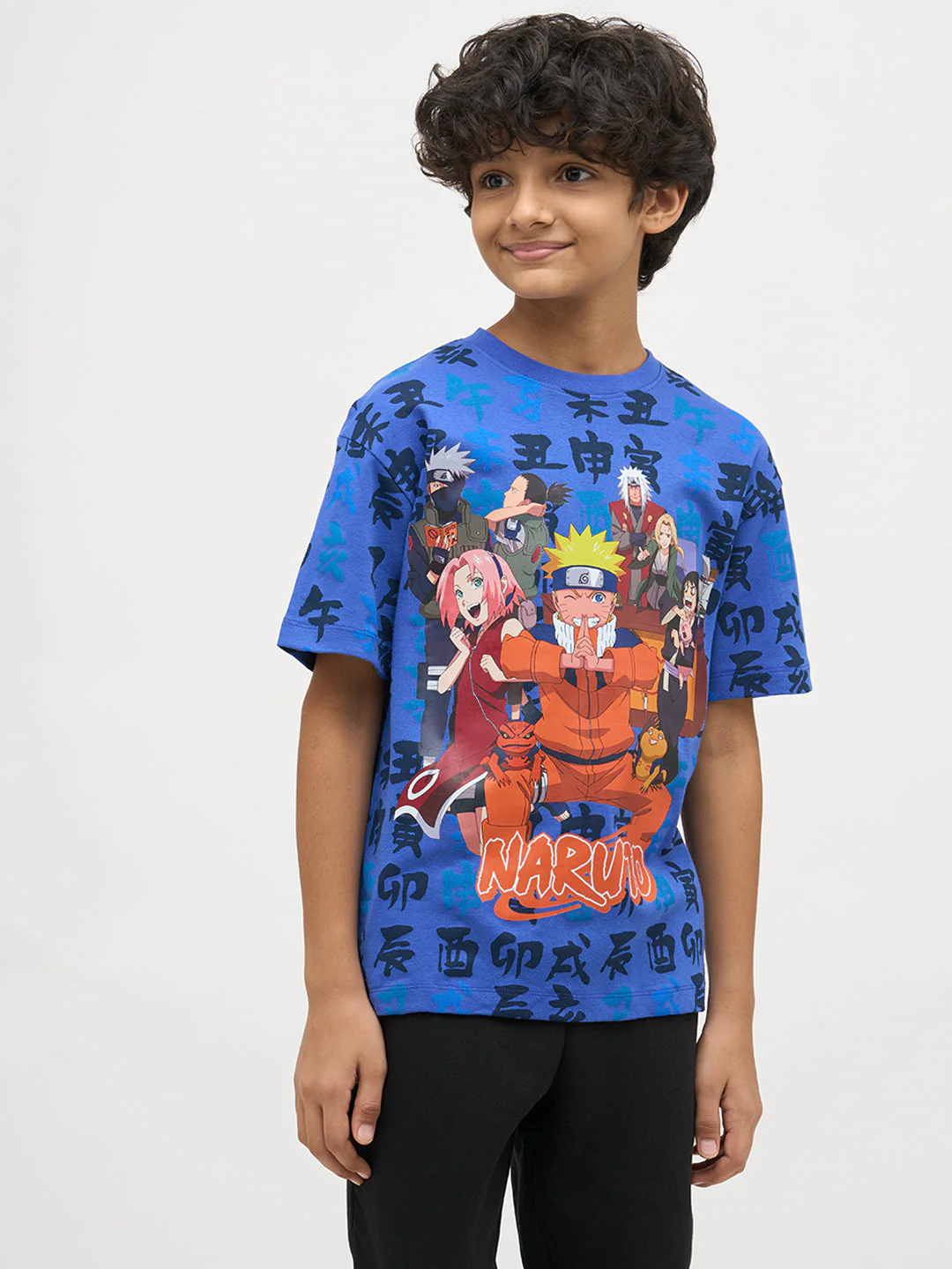Boys Naruto Print Cotton T-shirt - Blue - Image 2
