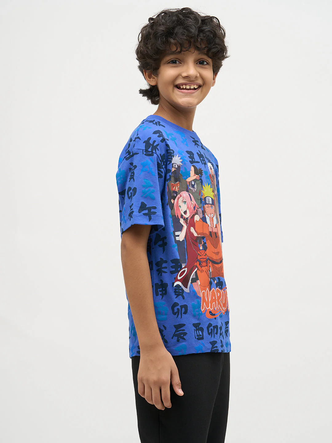 Boys Naruto Print Cotton T-shirt - Blue - Image 3