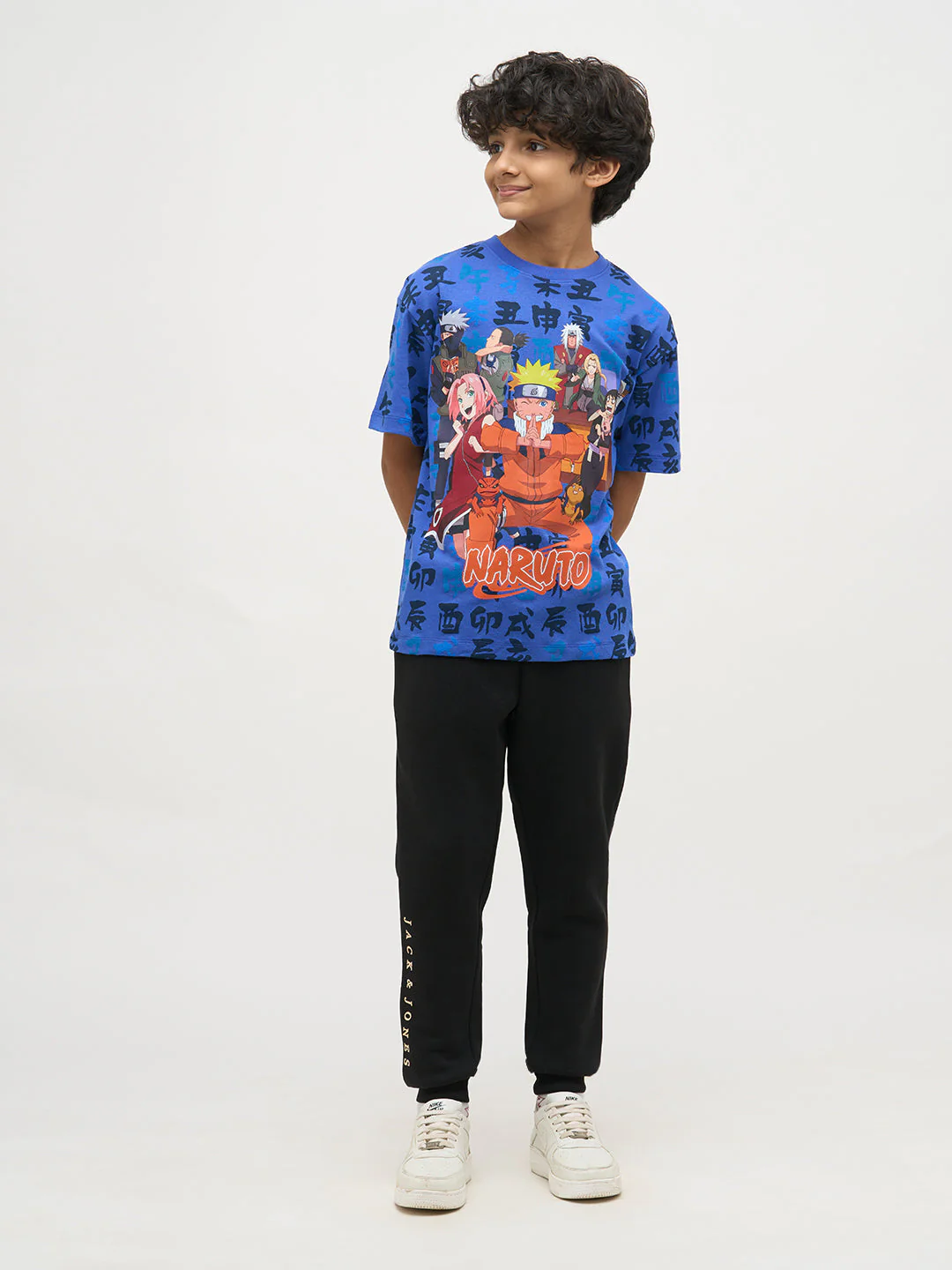 Boys Naruto Print Cotton T-shirt - Blue - Image 5