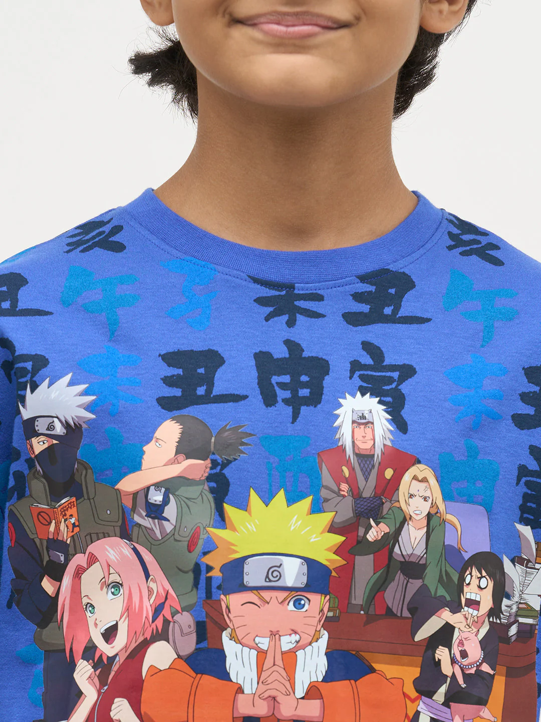 Boys Naruto Print Cotton T-shirt - Blue - Image 6