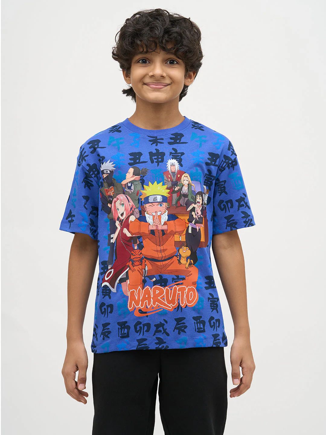 Boys Naruto Print Cotton T-shirt - Blue - Image 8