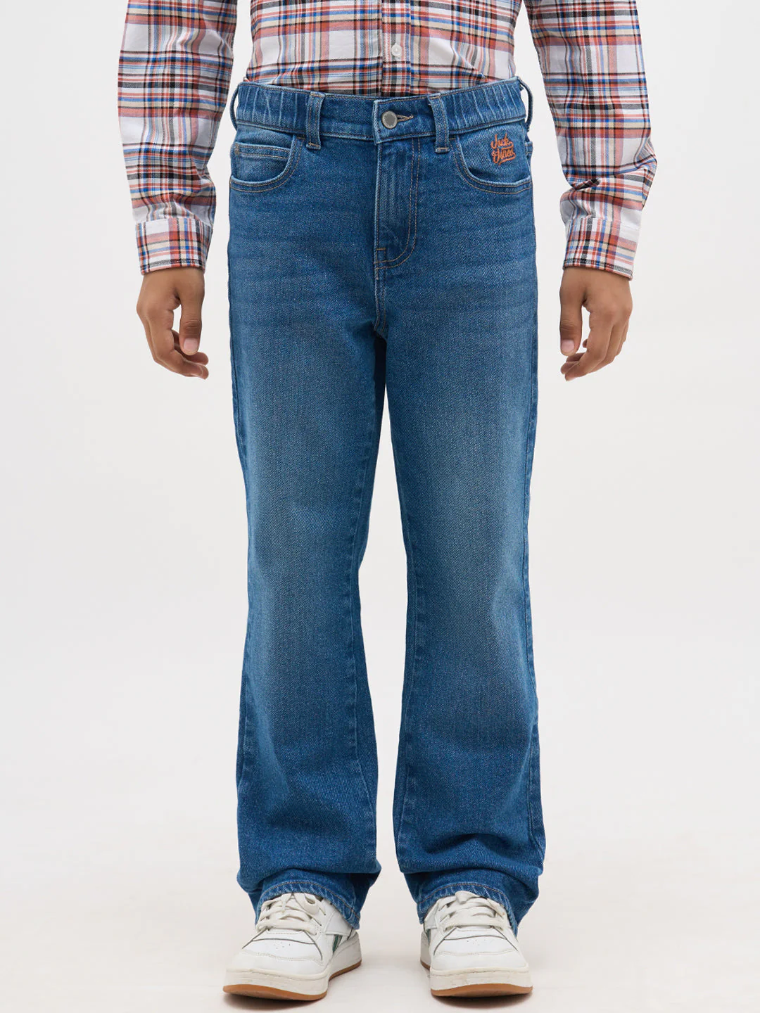 Blue Washed Cotton Regular Fit Jeans - Image 8