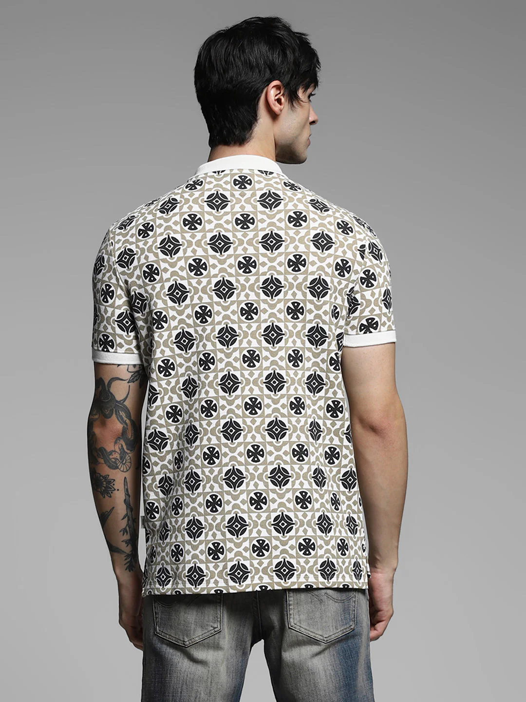 Brown Printed Cotton Polo - Image 4