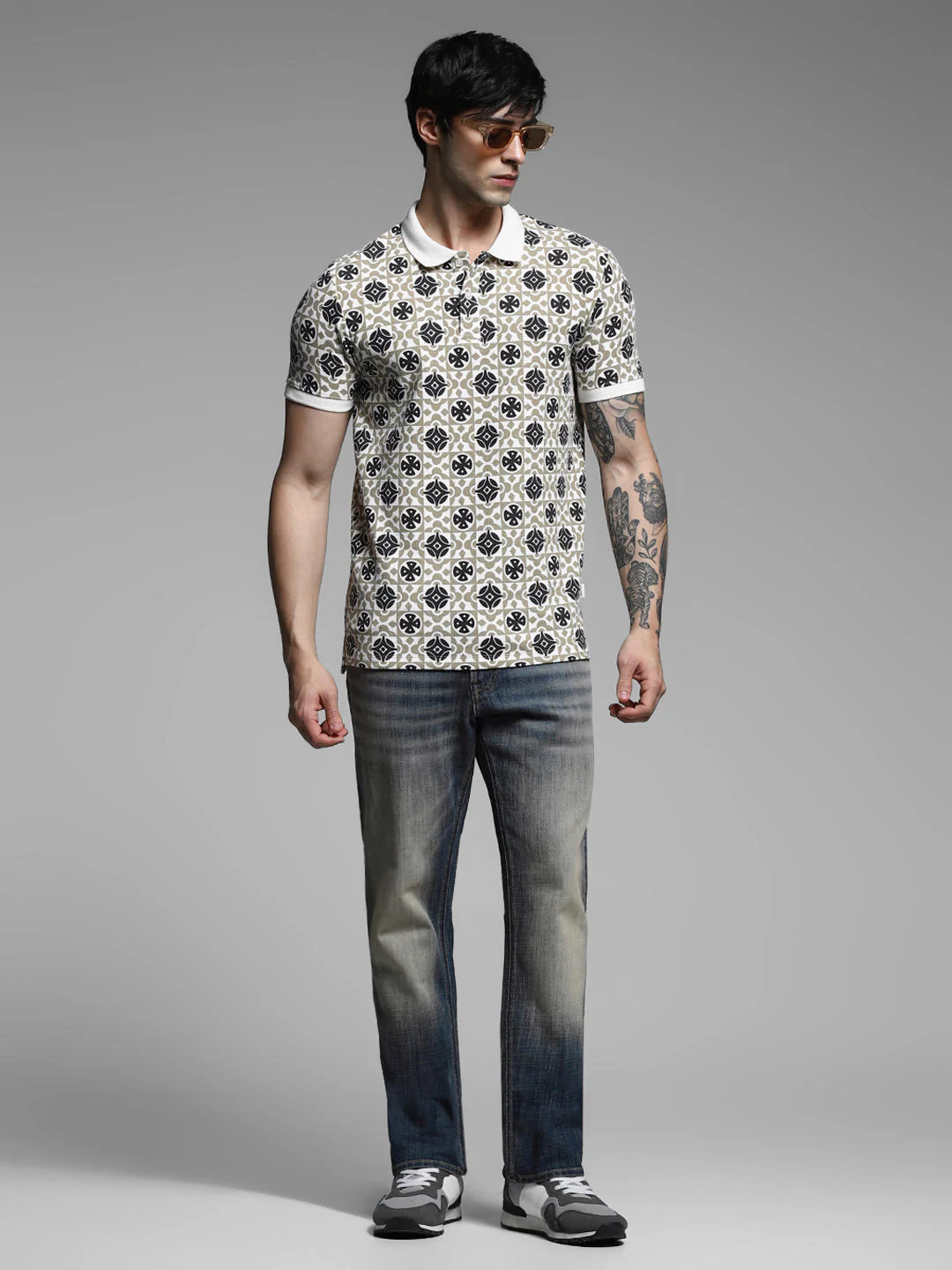 Brown Printed Cotton Polo - Image 6