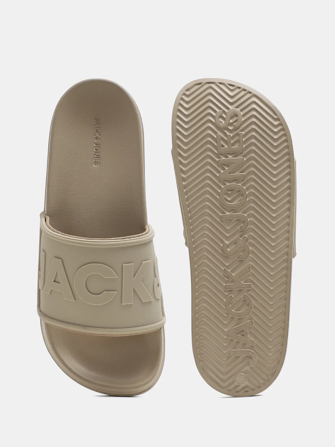 Beige Embossed Logo Pool Sliders - Image 5