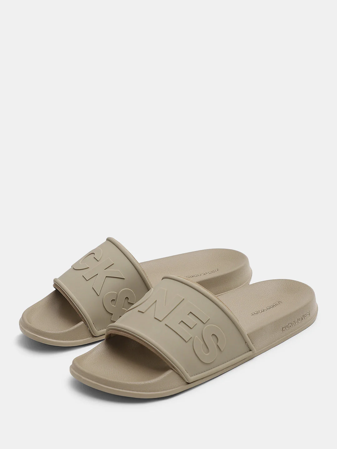 Beige Embossed Logo Pool Sliders - Image 6