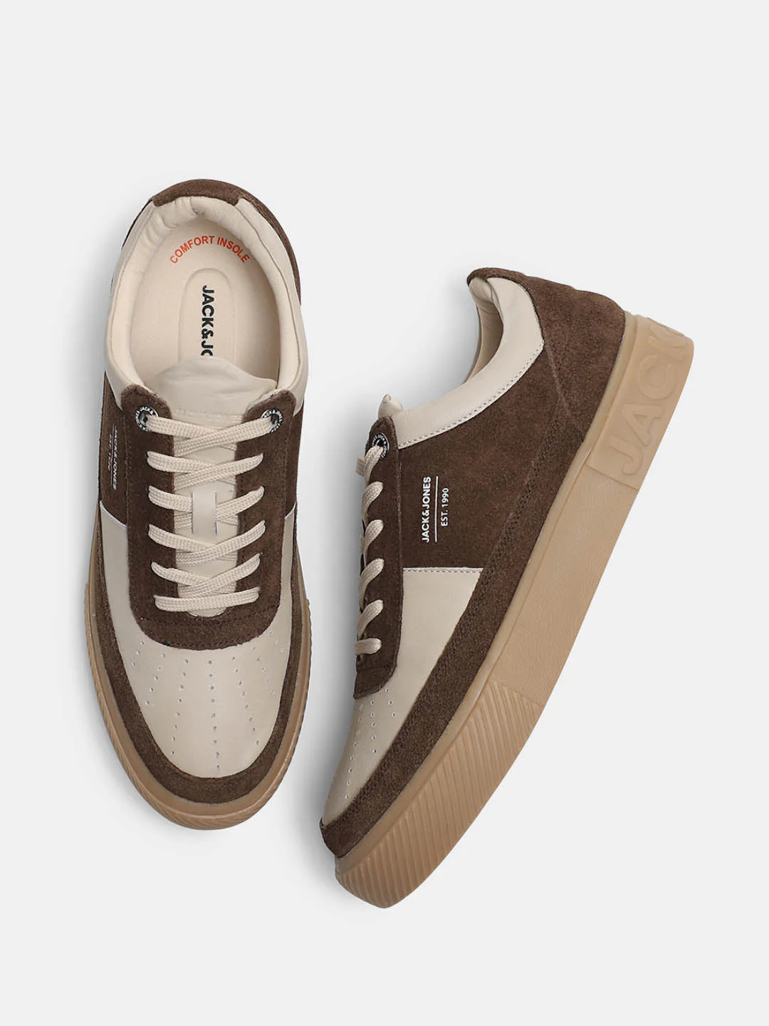 Brown Colourblocked Suede Sneakers - Image 3
