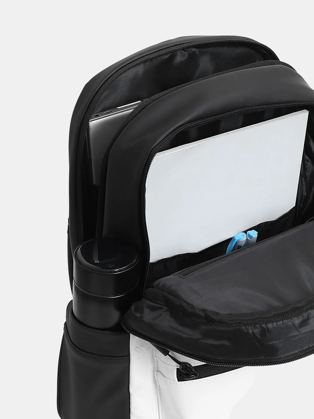 White Logo Print Colourblocked Backpack - Image 8