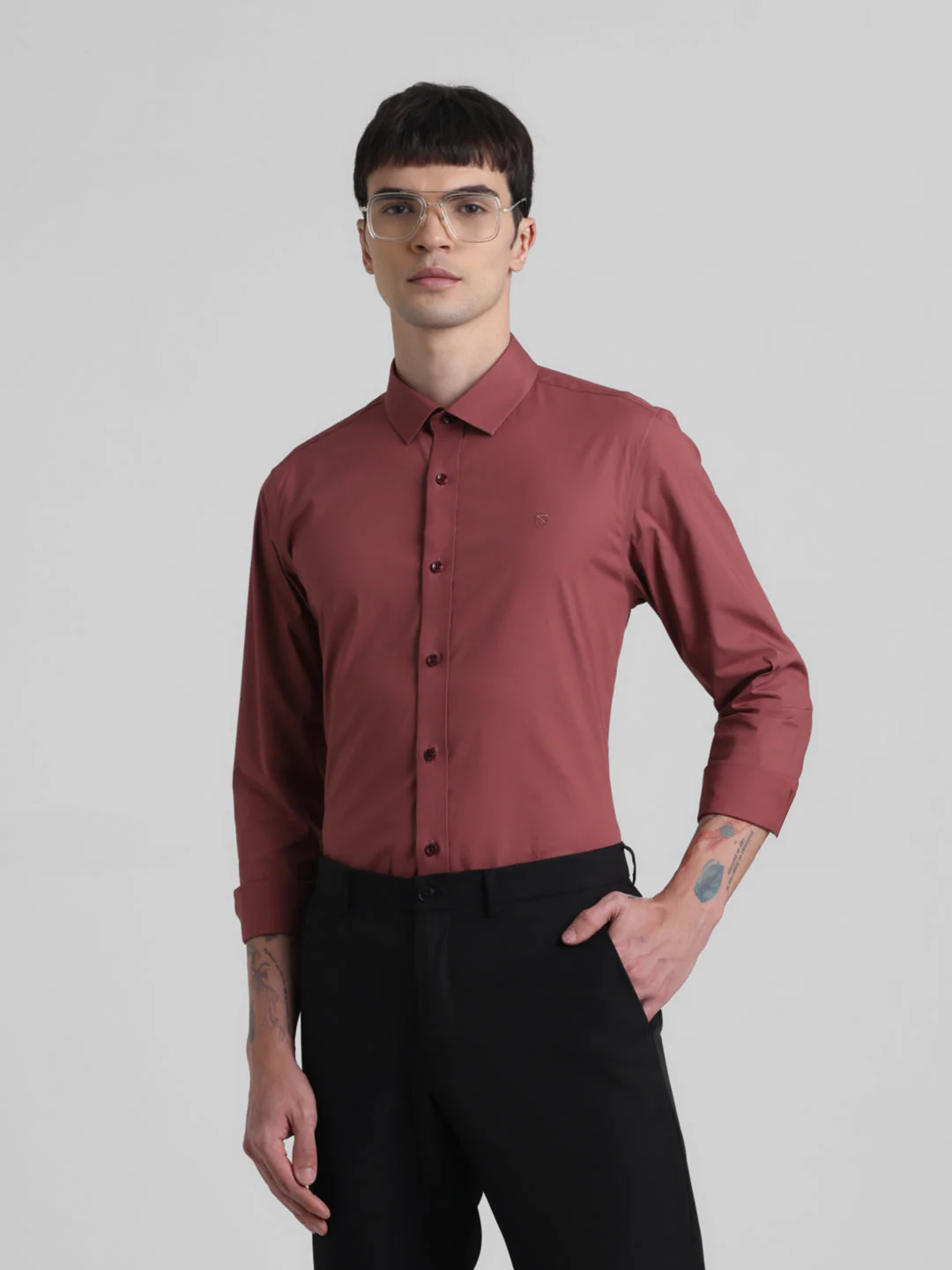 Brown Slim Fit Formal Shirt