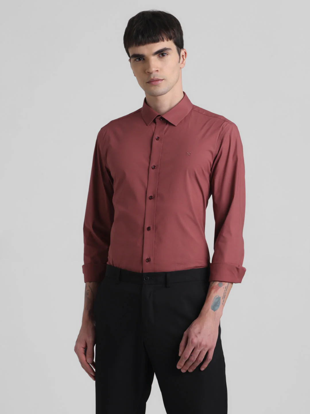 Brown Slim Fit Formal Shirt - Image 2