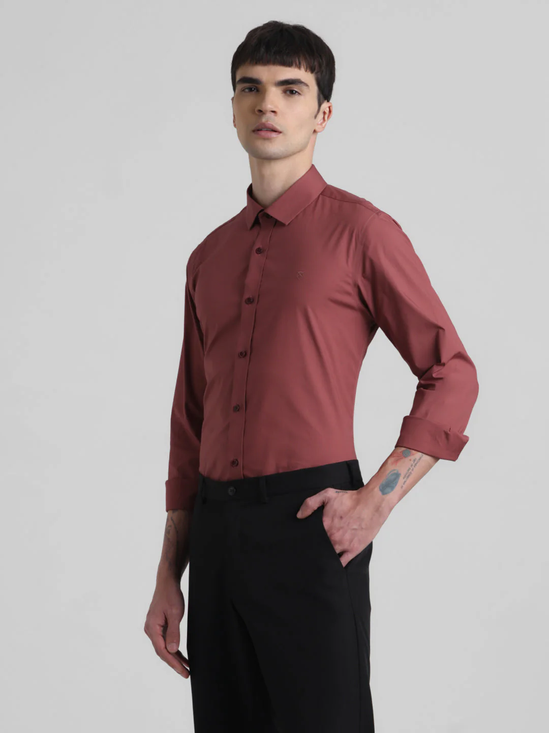 Brown Slim Fit Formal Shirt - Image 3