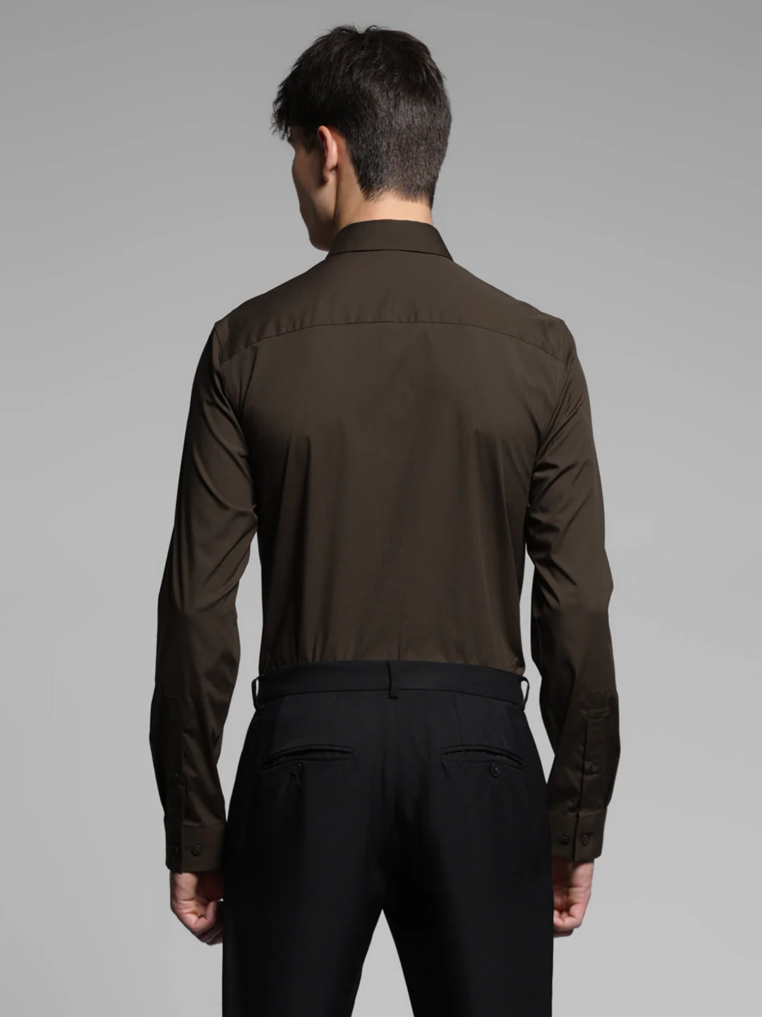 Dark Brown Slim Fit Formal Shirt - Image 4