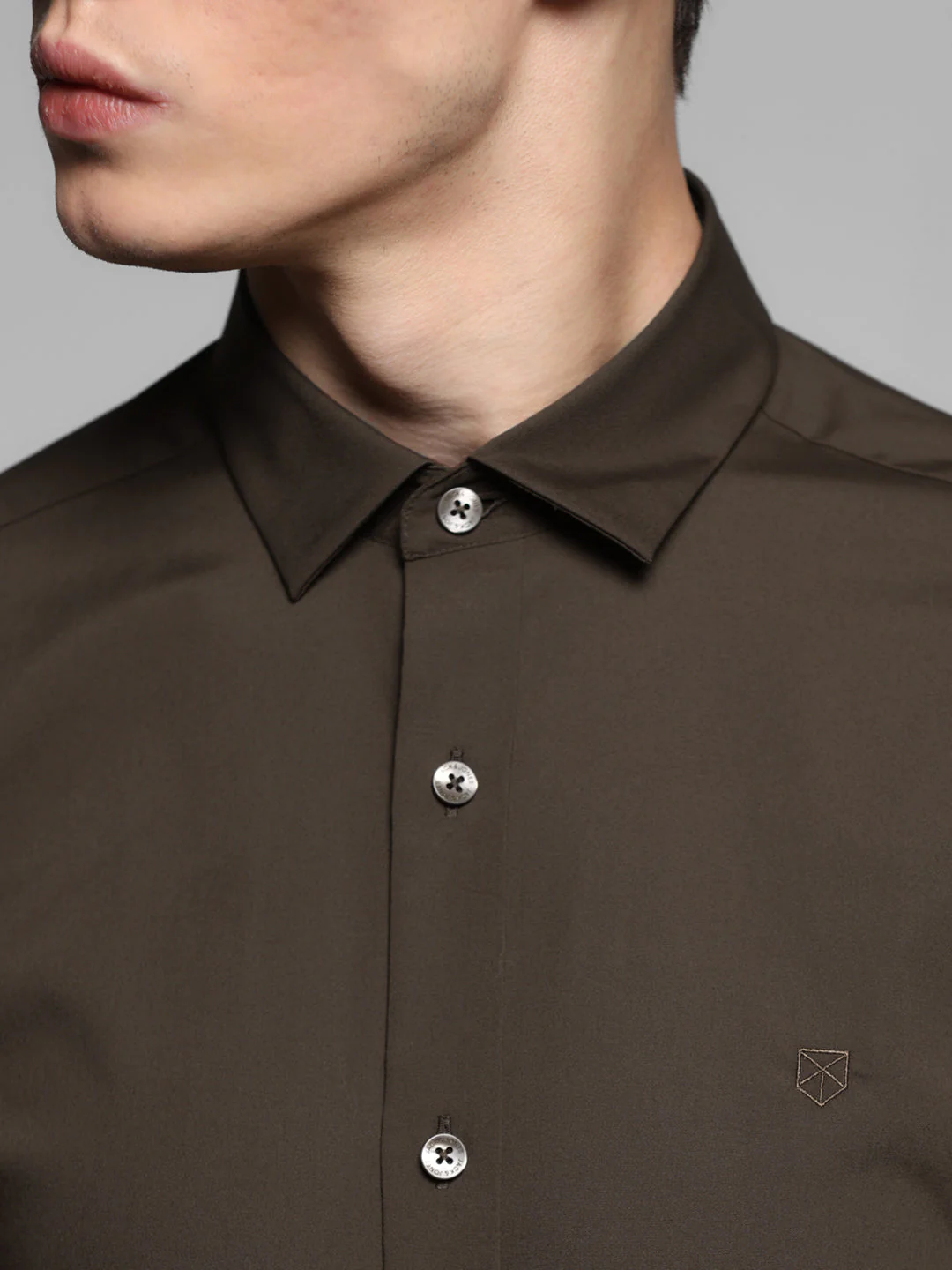 Dark Brown Slim Fit Formal Shirt - Image 5
