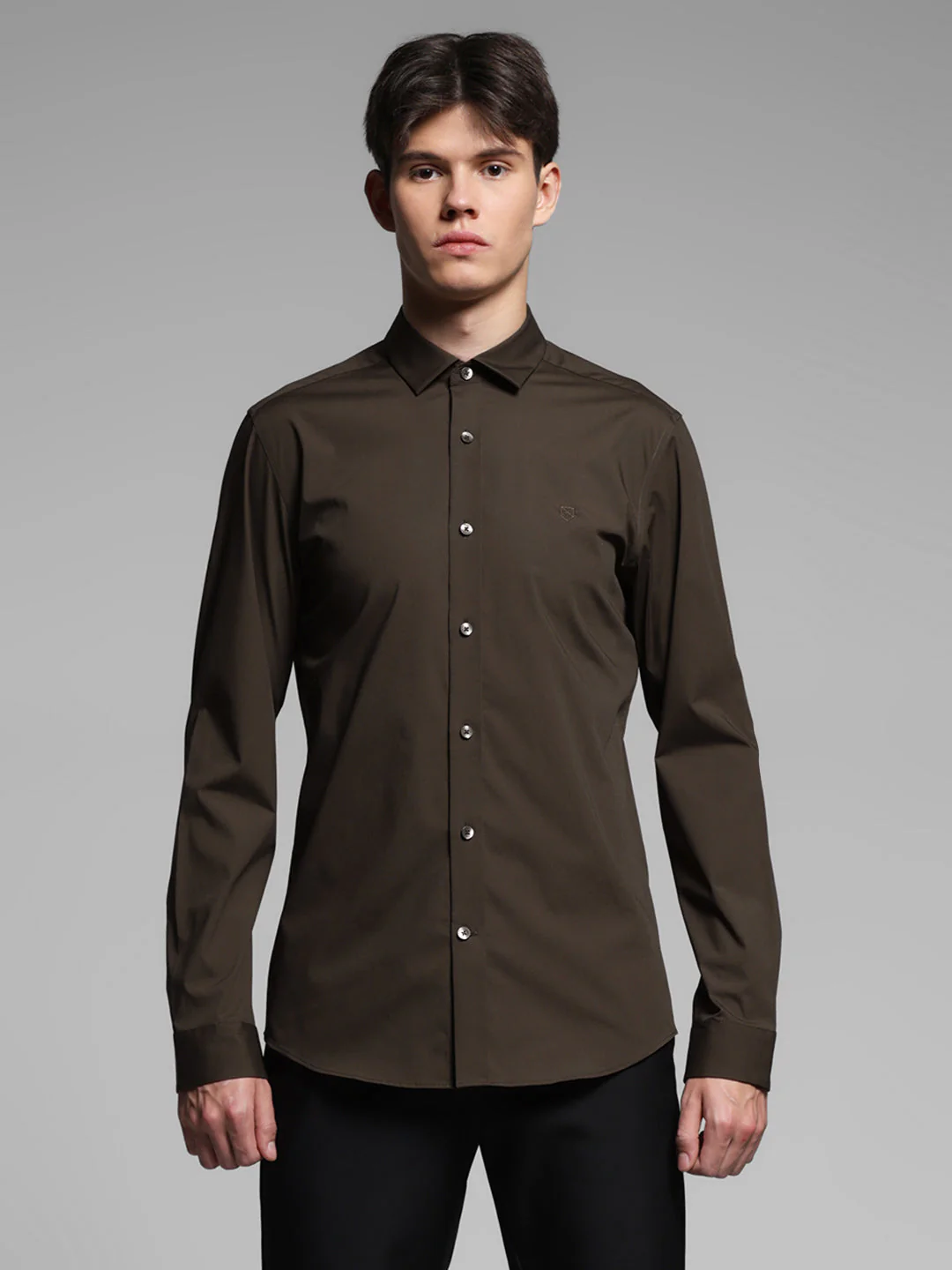 Dark Brown Slim Fit Formal Shirt - Image 8