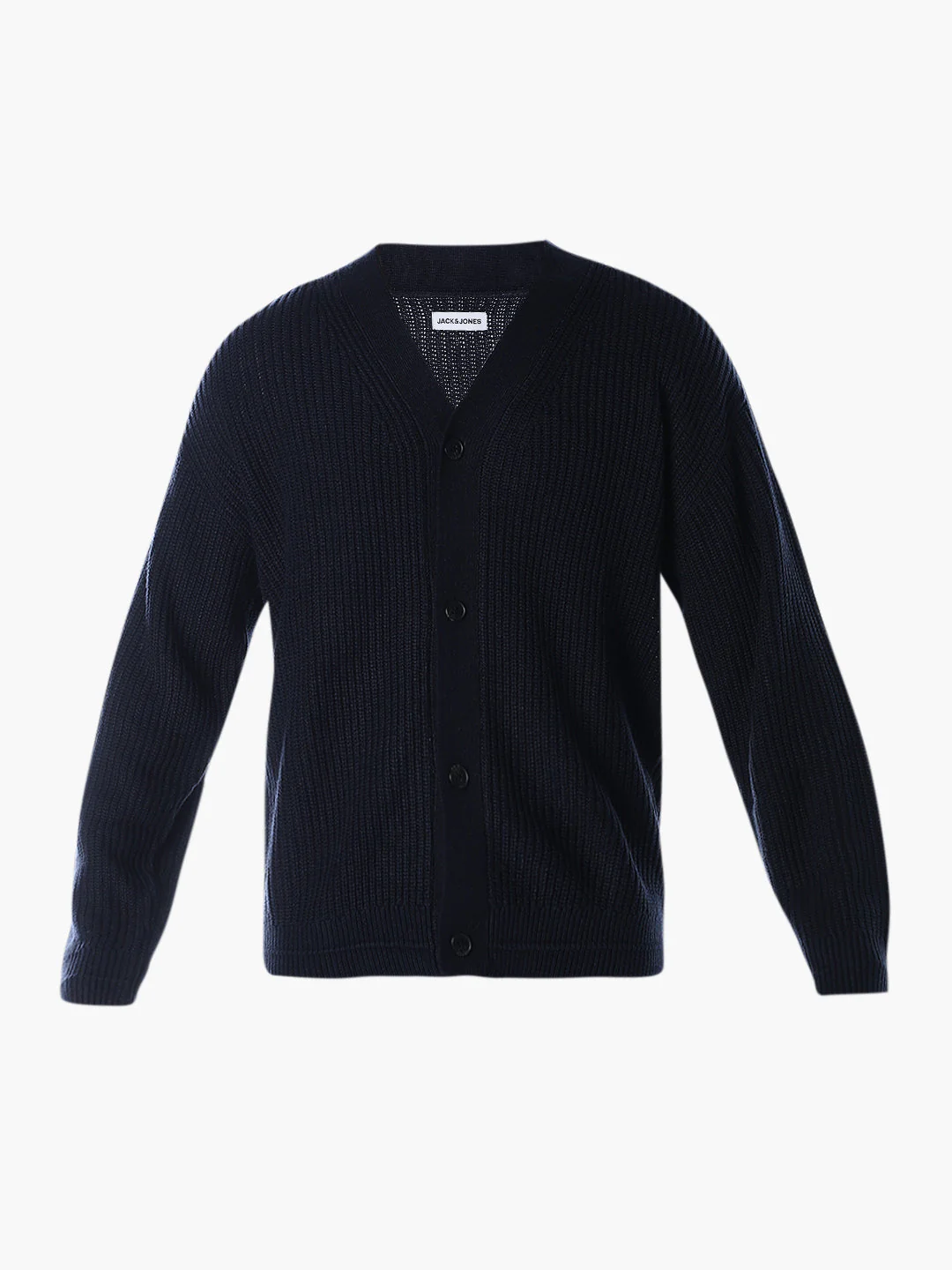 V-Neck Buttoned Cardigan - Dark Blue - Image 7