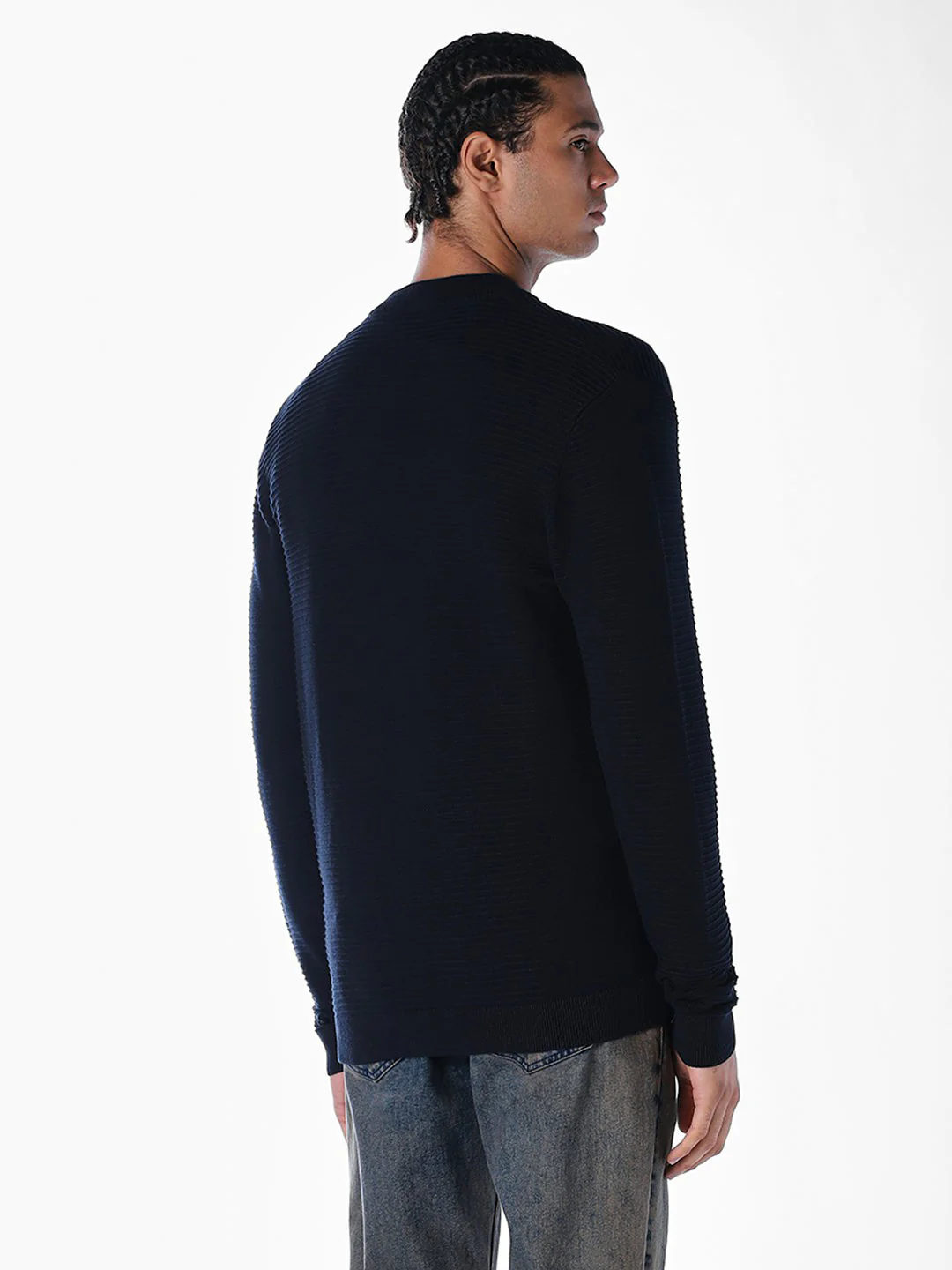 Navy Blue Zip-Up Cardigan - Image 4