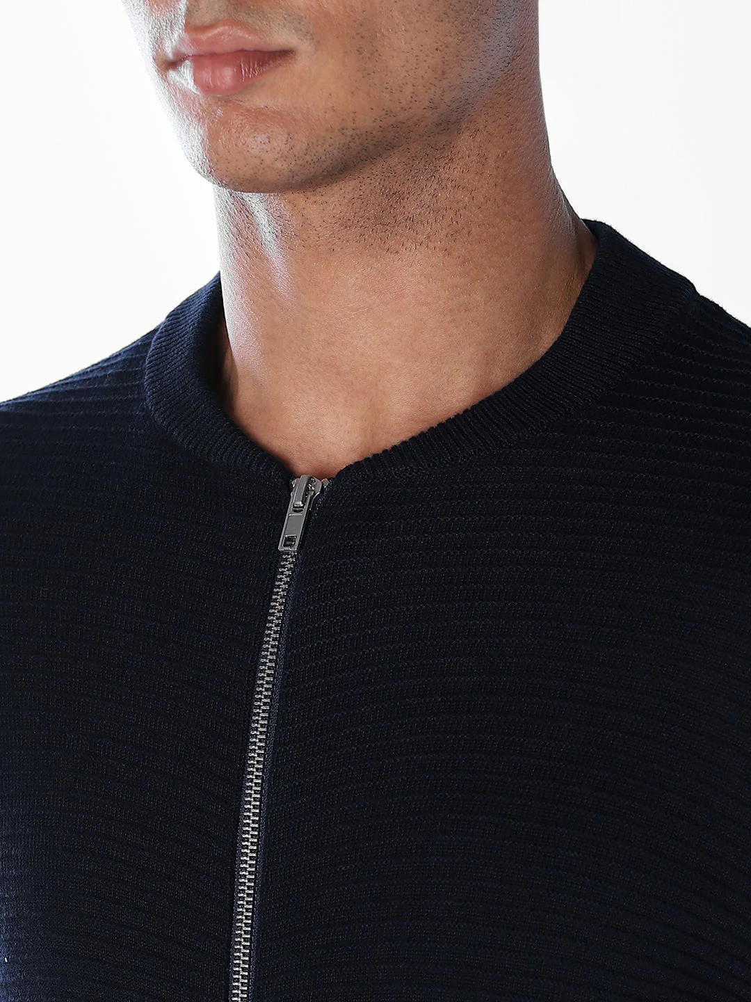 Navy Blue Zip-Up Cardigan - Image 5