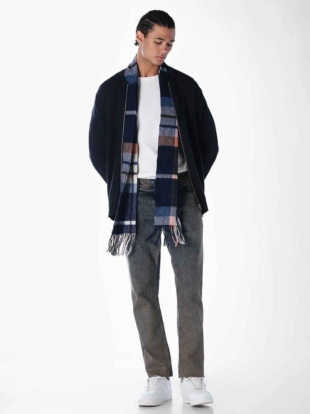 Navy Blue Zip-Up Cardigan - Image 6