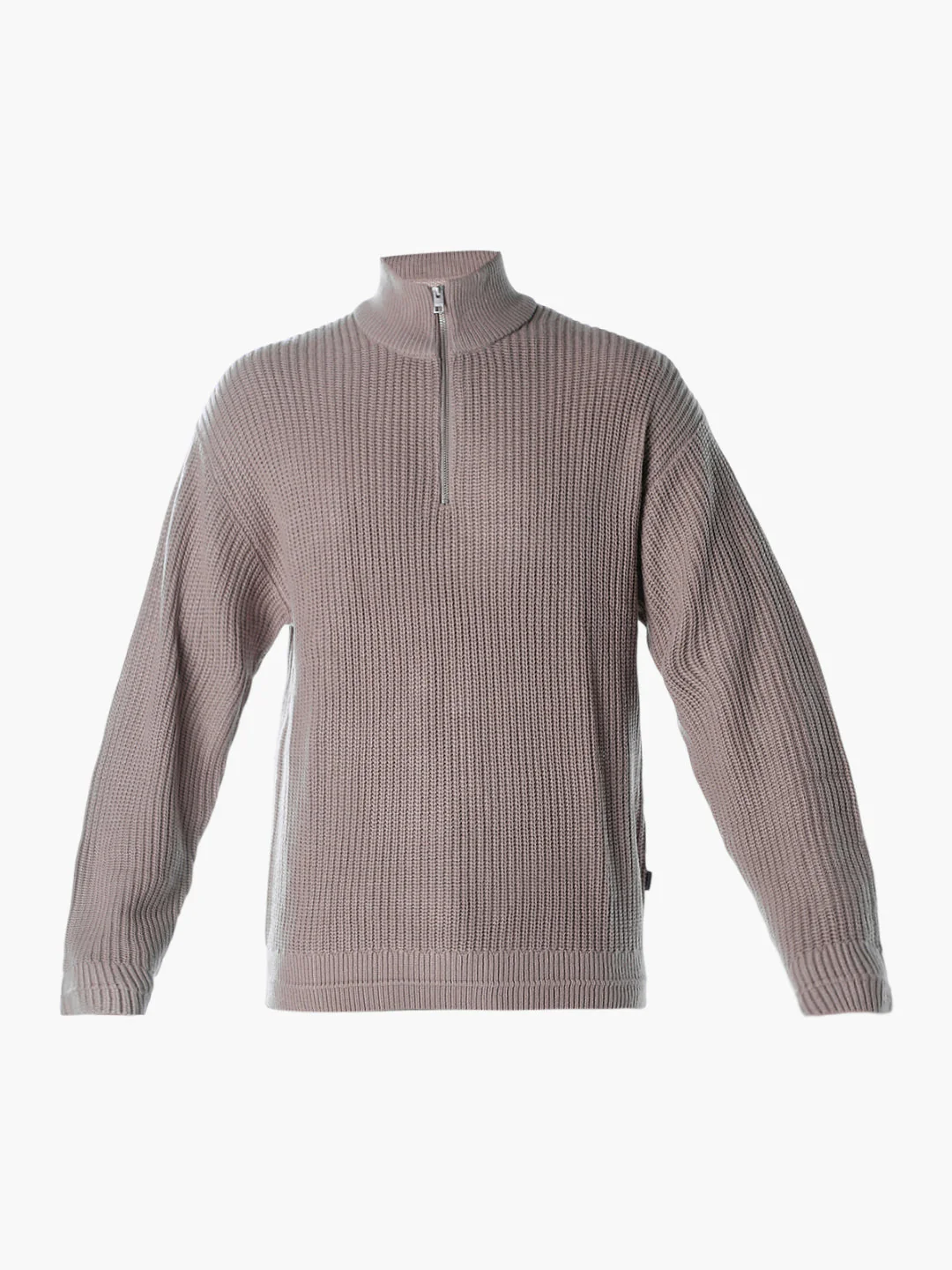 Half-Zip High Neck Pullover - Beige - Image 7