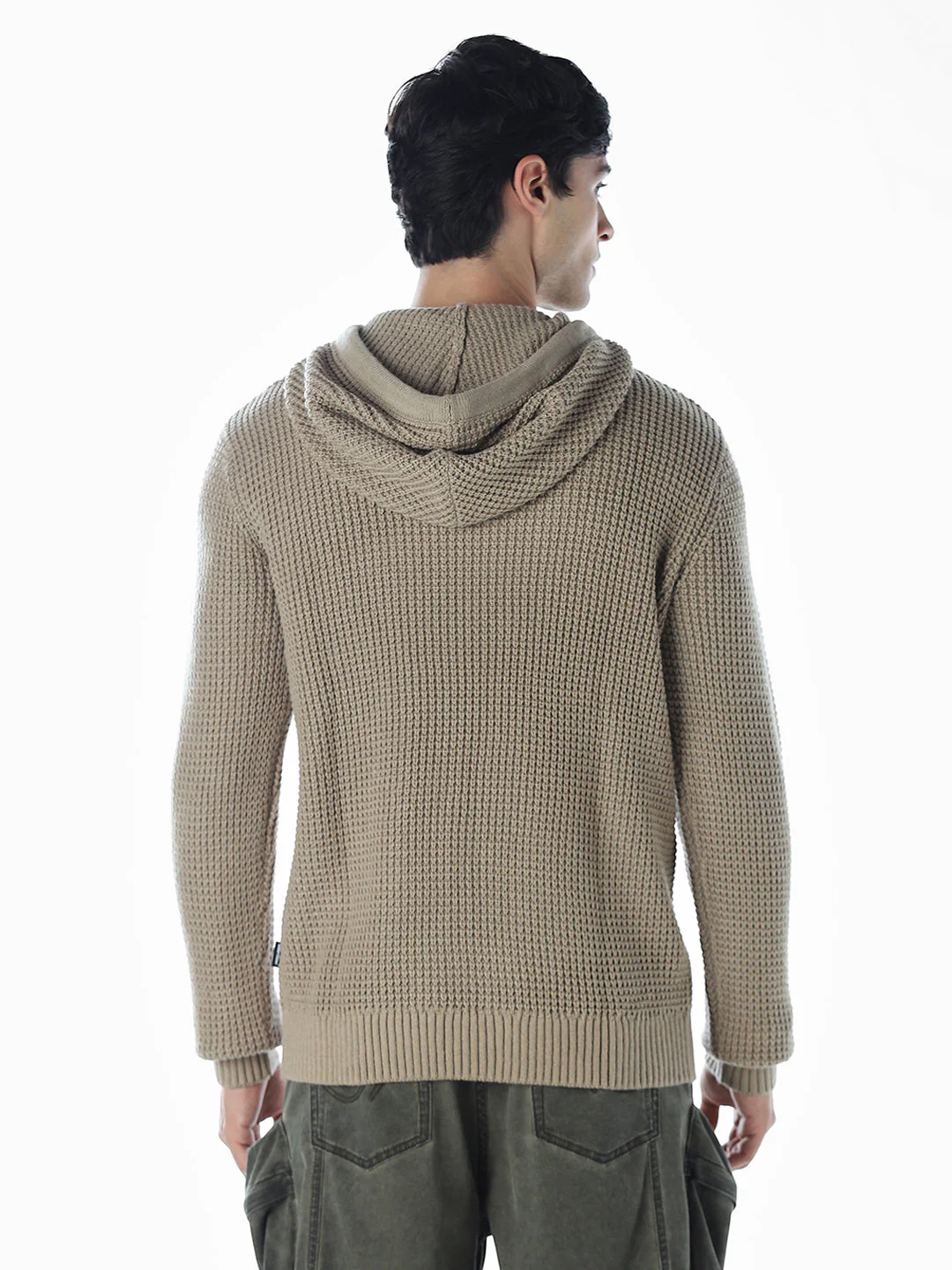 Beige Knitted Hoodie - Image 4