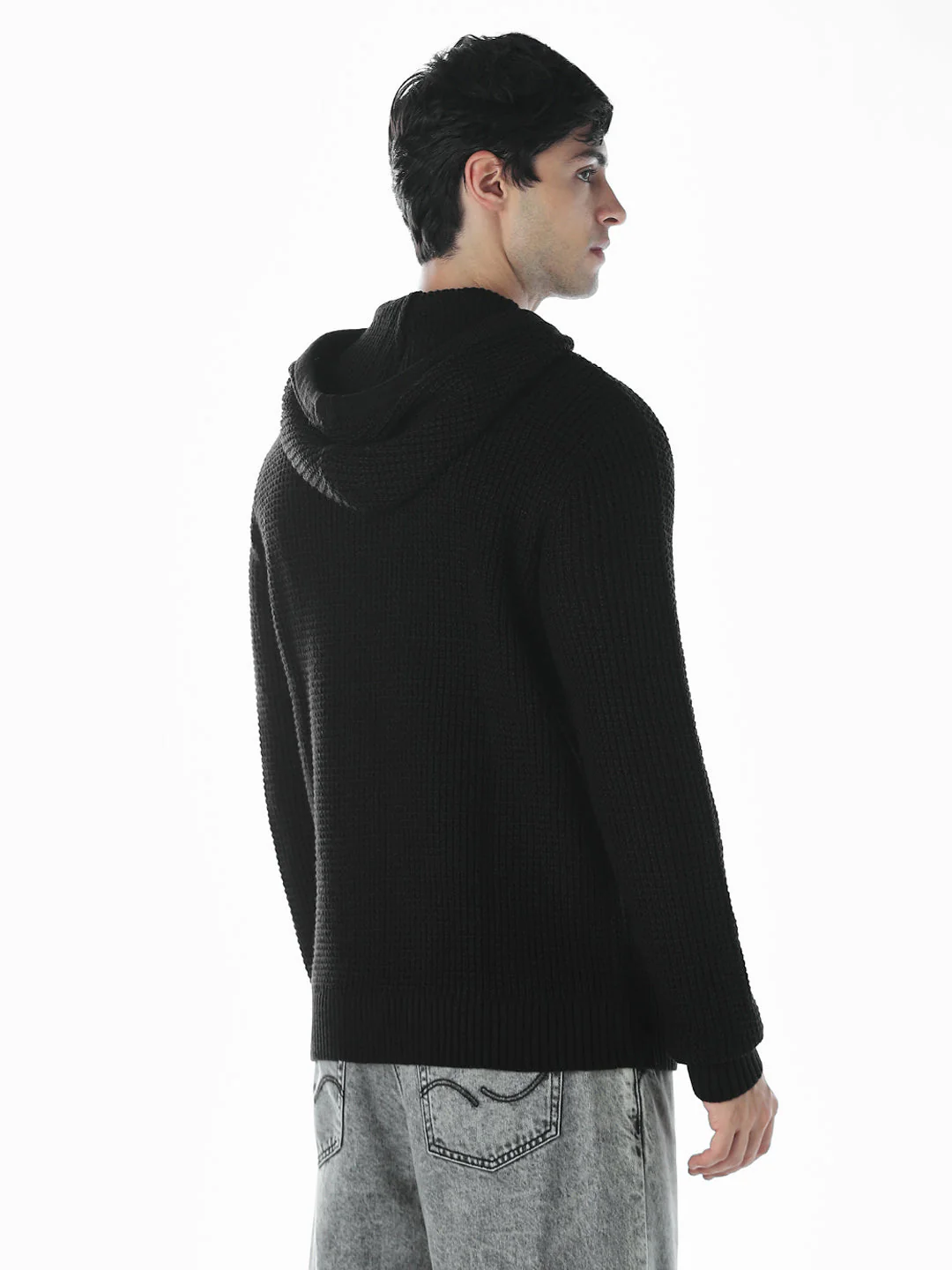 Black Knitted Hoodie - Image 4