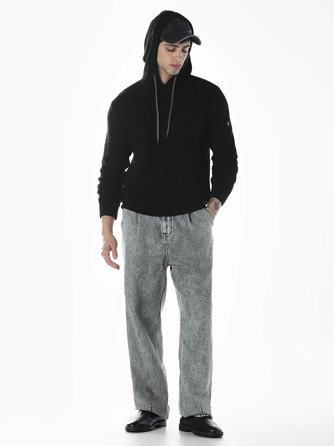 Black Knitted Hoodie - Image 6