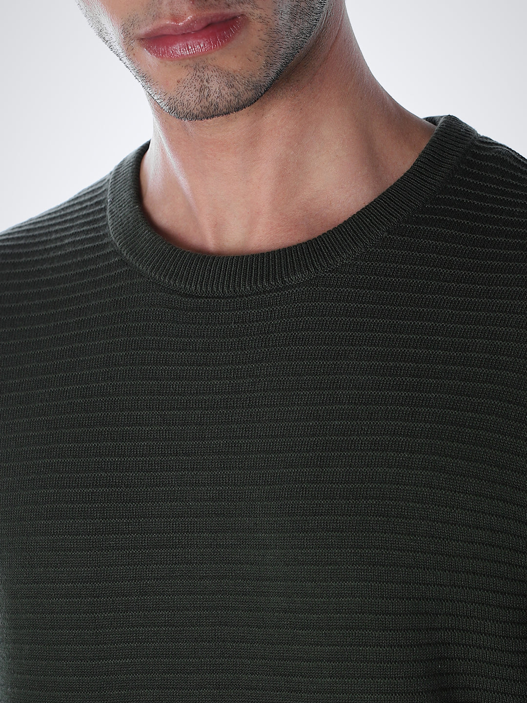 Crew Neck Cotton Knit - Green - Image 5