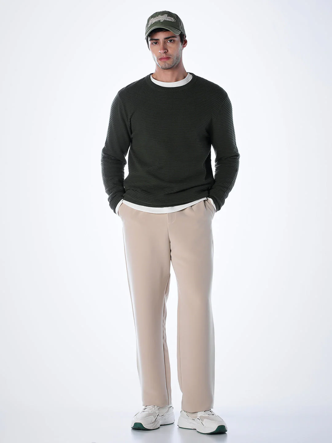 Crew Neck Cotton Knit - Green - Image 6