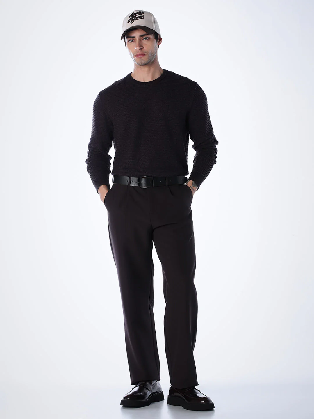 Crew Neck Cotton Knit - Purple - Image 6